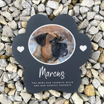 Personalised Slate One Photo Pet Paw Shaped Grave Marker 20 x 20cm