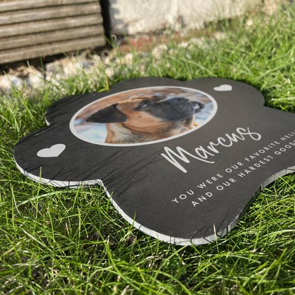 Personalised Slate One Photo Pet Paw Shaped Grave Marker 20 x 20cm