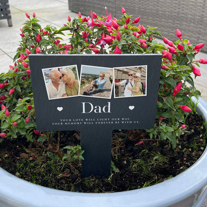 Personalised Large Photo Memorial Slate Plant Marker