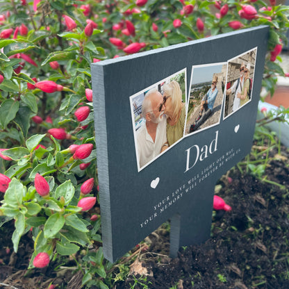 Personalised Large Photo Memorial Slate Plant Marker