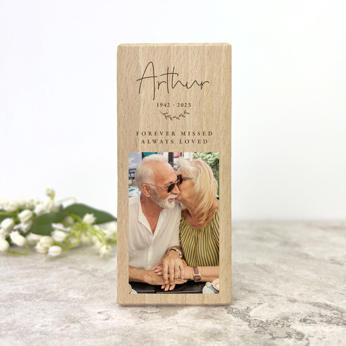 Personalised Solid Wooden Photo Memorial Tea Light Holder