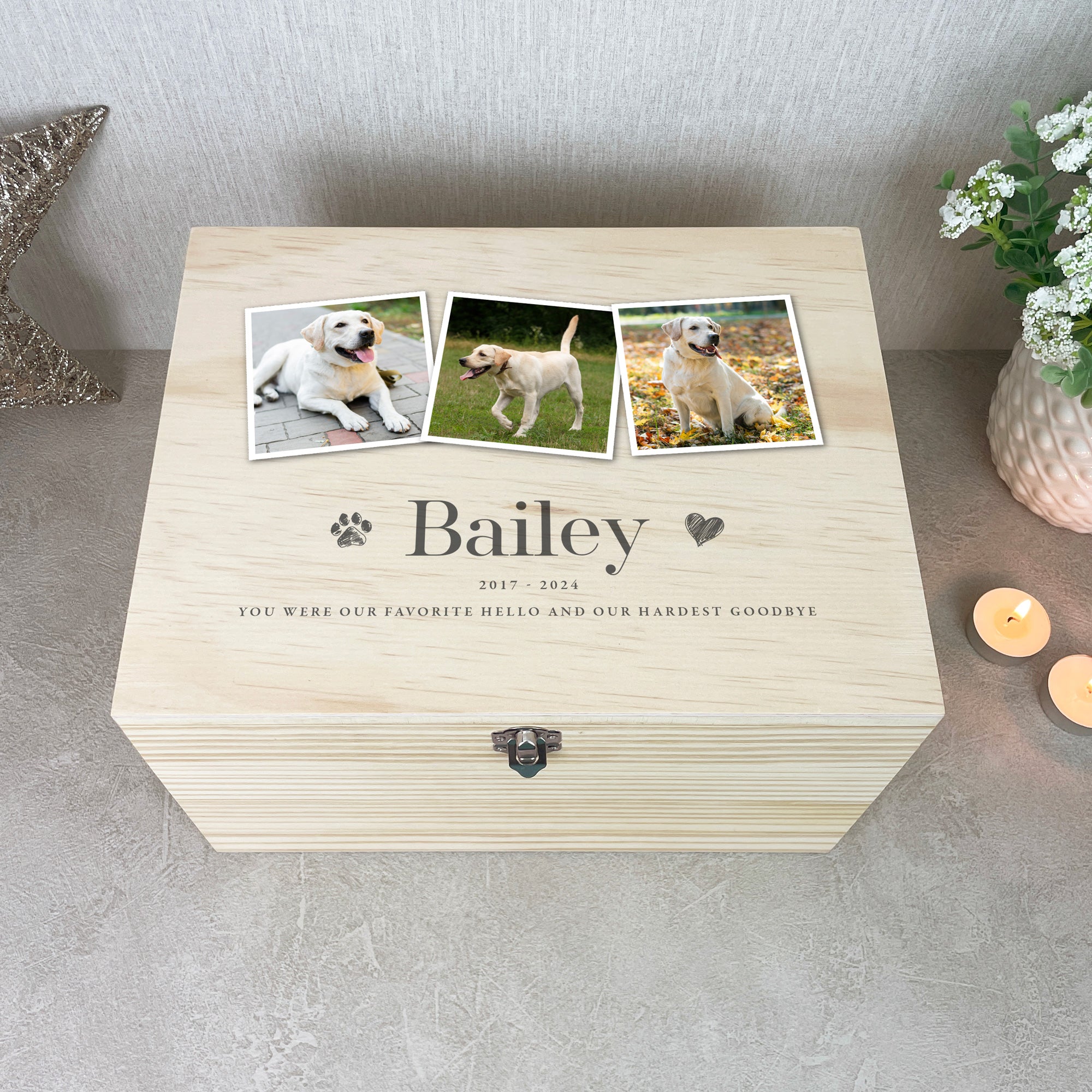 Pet Collection Box Personalised Three Photo Pet Memorial Keepsake Box - 5 Sizes – The ...
