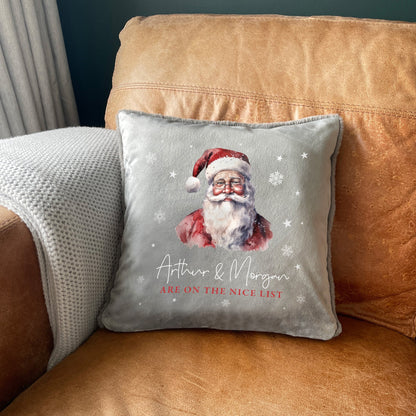 Personalised Any Message Traditional Santa Faux Fur Cuddle Cushion