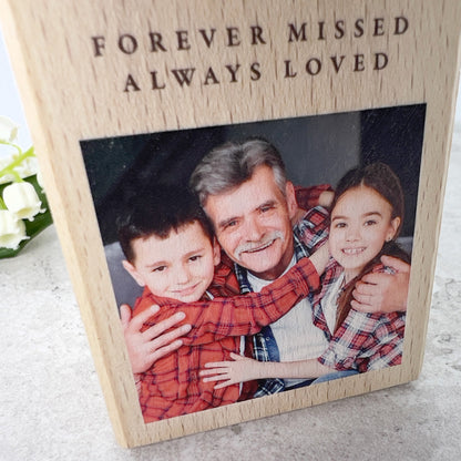 Personalised Solid Wooden Photo Memorial Tea Light Holder