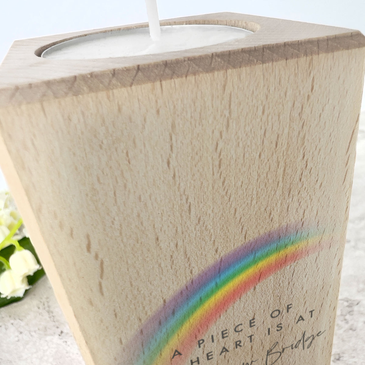 Rainbow Bridge Wooden Tea Light Holder - Carton of 12