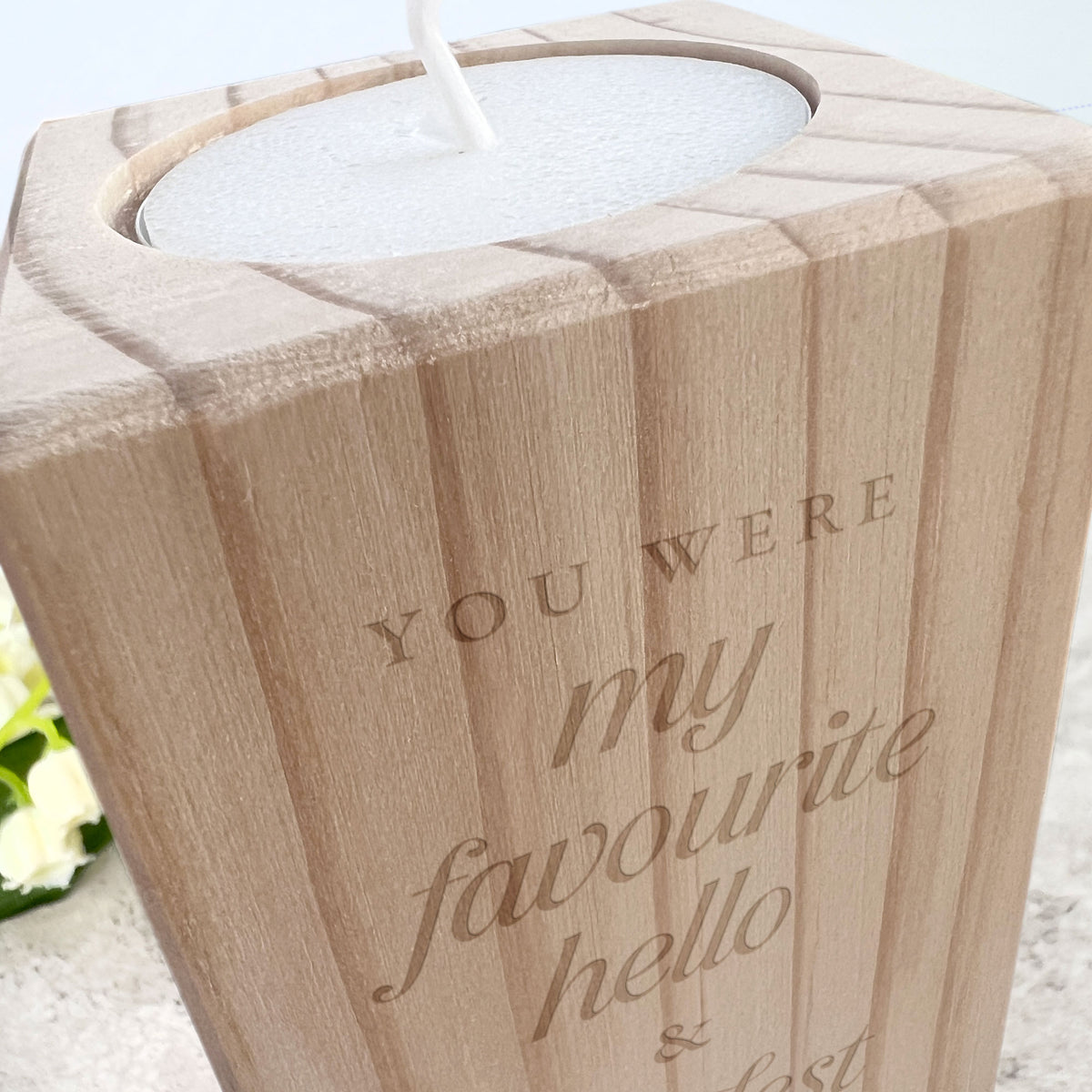 Hardest Goodbye Wooden Tea Light Holder - Carton of 12