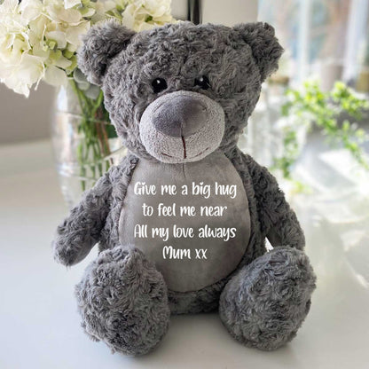 Personalised Ashes Keepsake Memory Bear - Grey