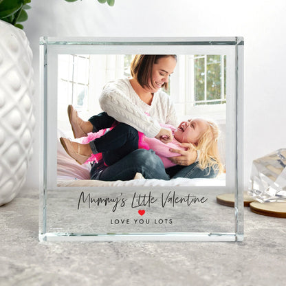 Personalised Little Valentine's Photo Red Heart Photo Crystal Token