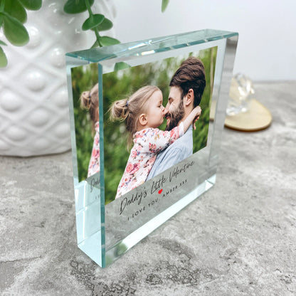 Personalised Little Valentine's Photo Red Heart Photo Crystal Token