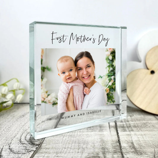 Personalised First Mother's Day Photo Crystal Token