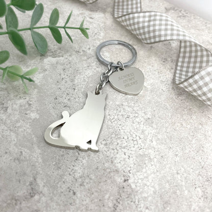 Always In My Heart Charm Cat Memorial Keyring