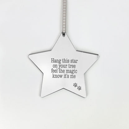 Pet Memorial Mirrored Star Christmas Decoration